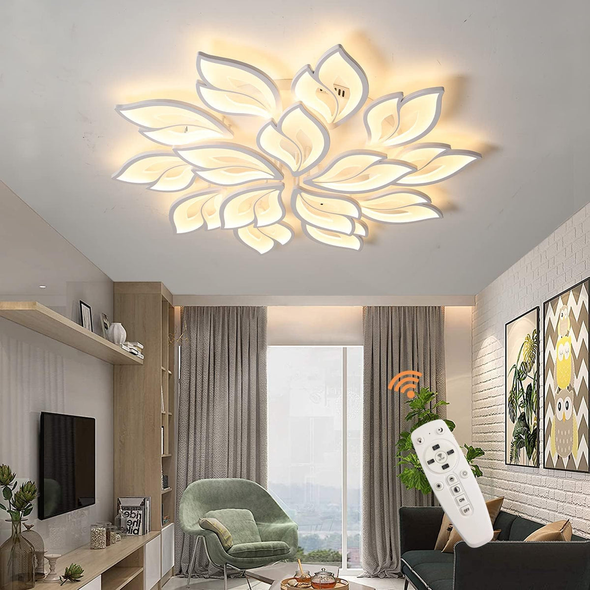White 15-Leaves LED Ceiling Light Z742