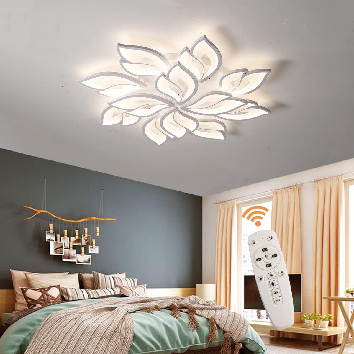 White 15-Leaves LED Ceiling Light Z742
