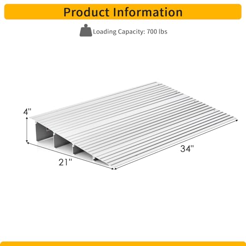 3" Rise Aluminum Door Threshold Ramp with Non-slip Surface F20428