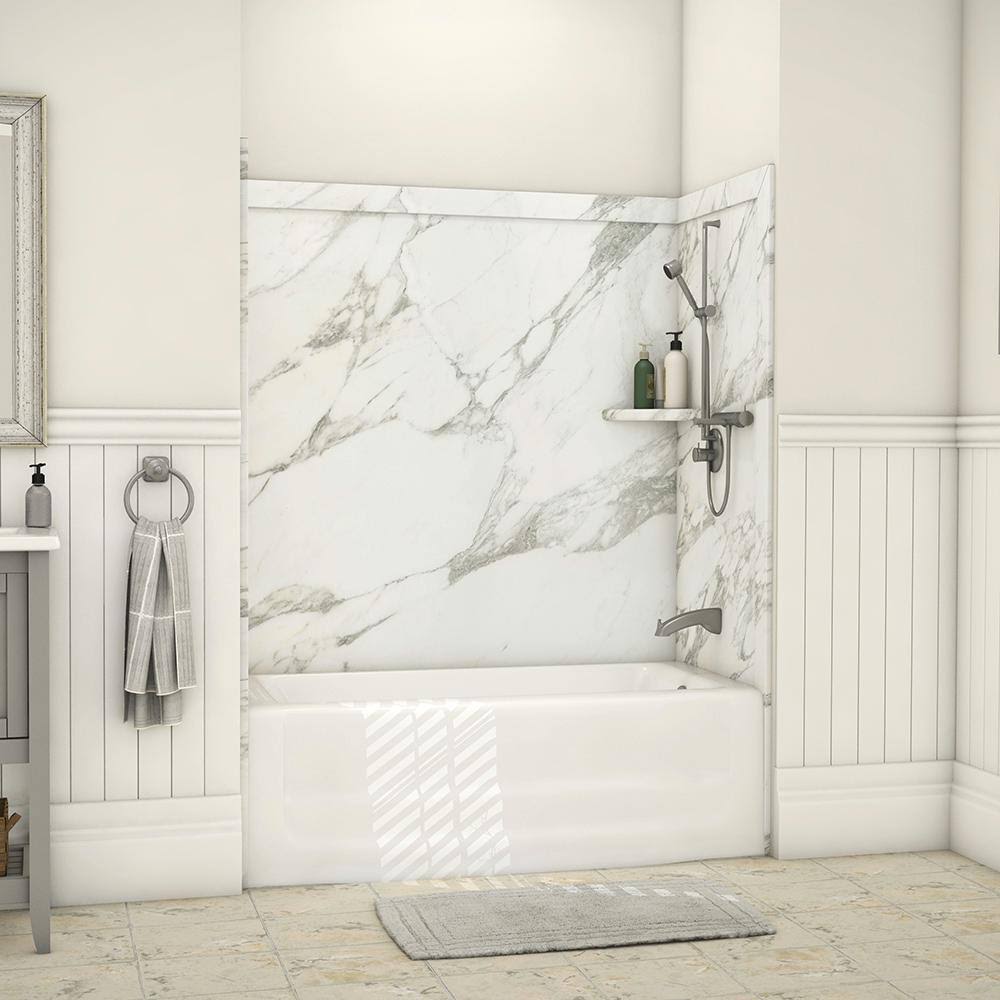 9-Piece Adhesive Alcove Tub Surround in Calcutta Gold K402431