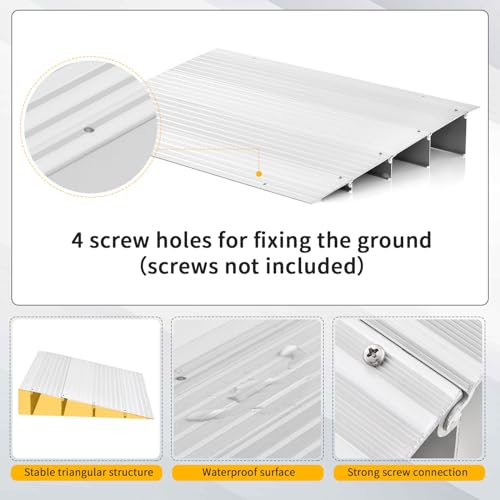 3" Rise Aluminum Door Threshold Ramp with Non-slip Surface F20428