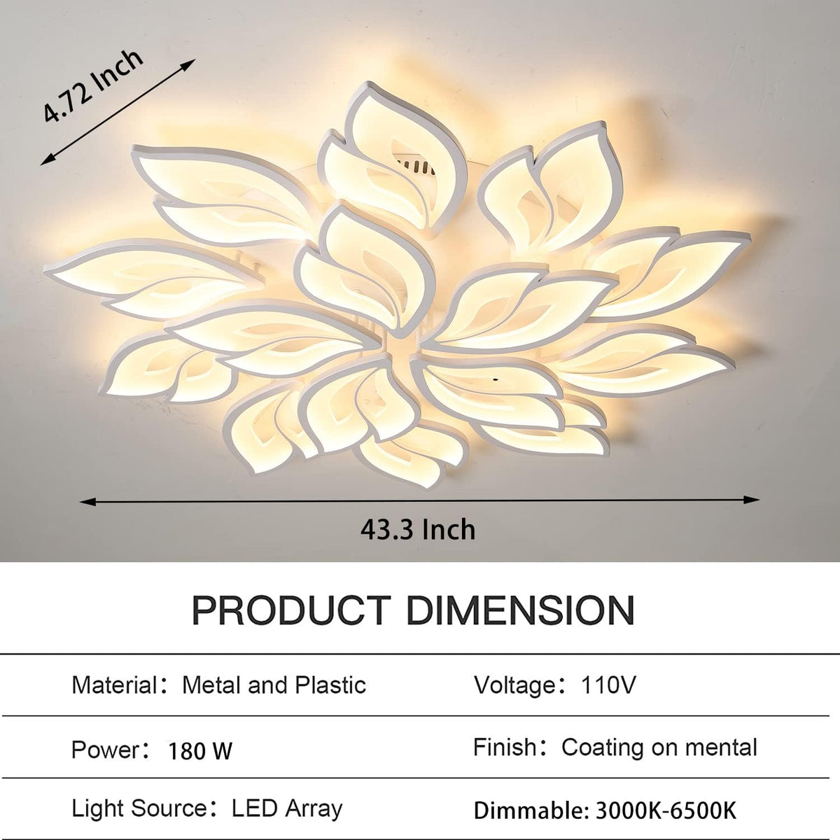 White 15-Leaves LED Ceiling Light Z742