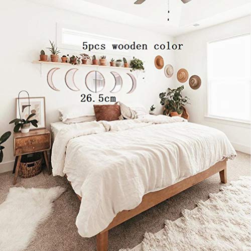 5 pcs Acrylic Wooden Moon Phase Mirror Set P79707