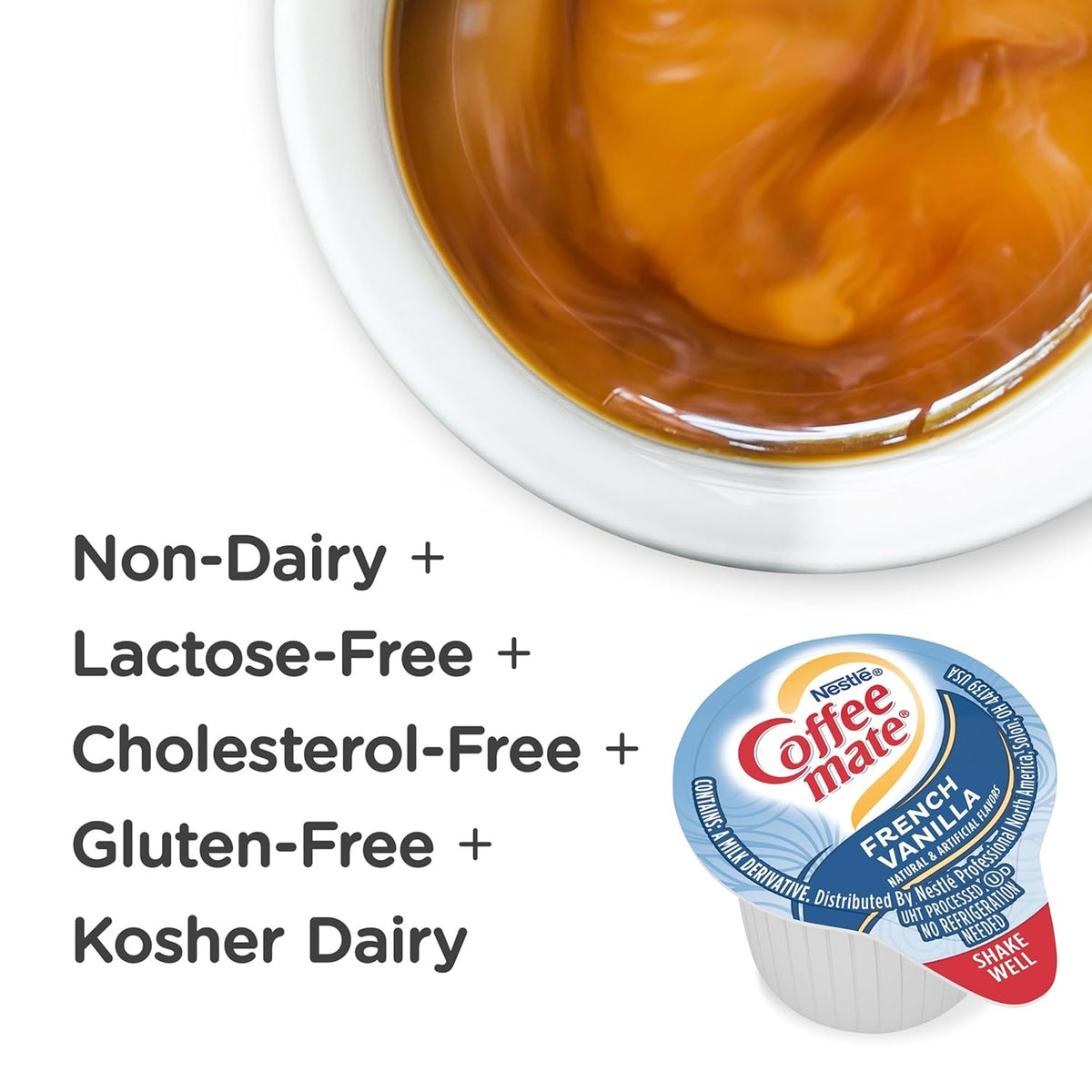 French Vanilla Liquid Coffee Creamer Singles, Box of 180 (Pack of 2) Z76845