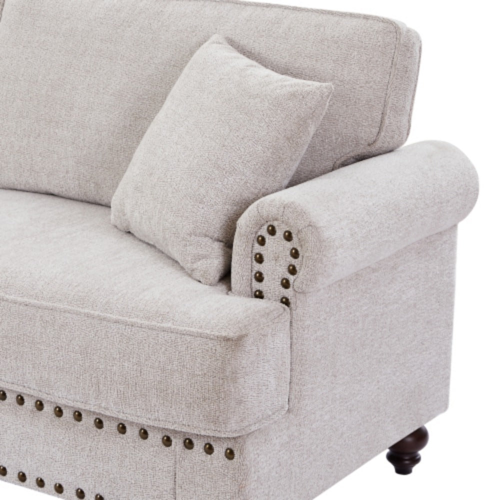 White Chenille Upholstered 2 Seater Sofa S312