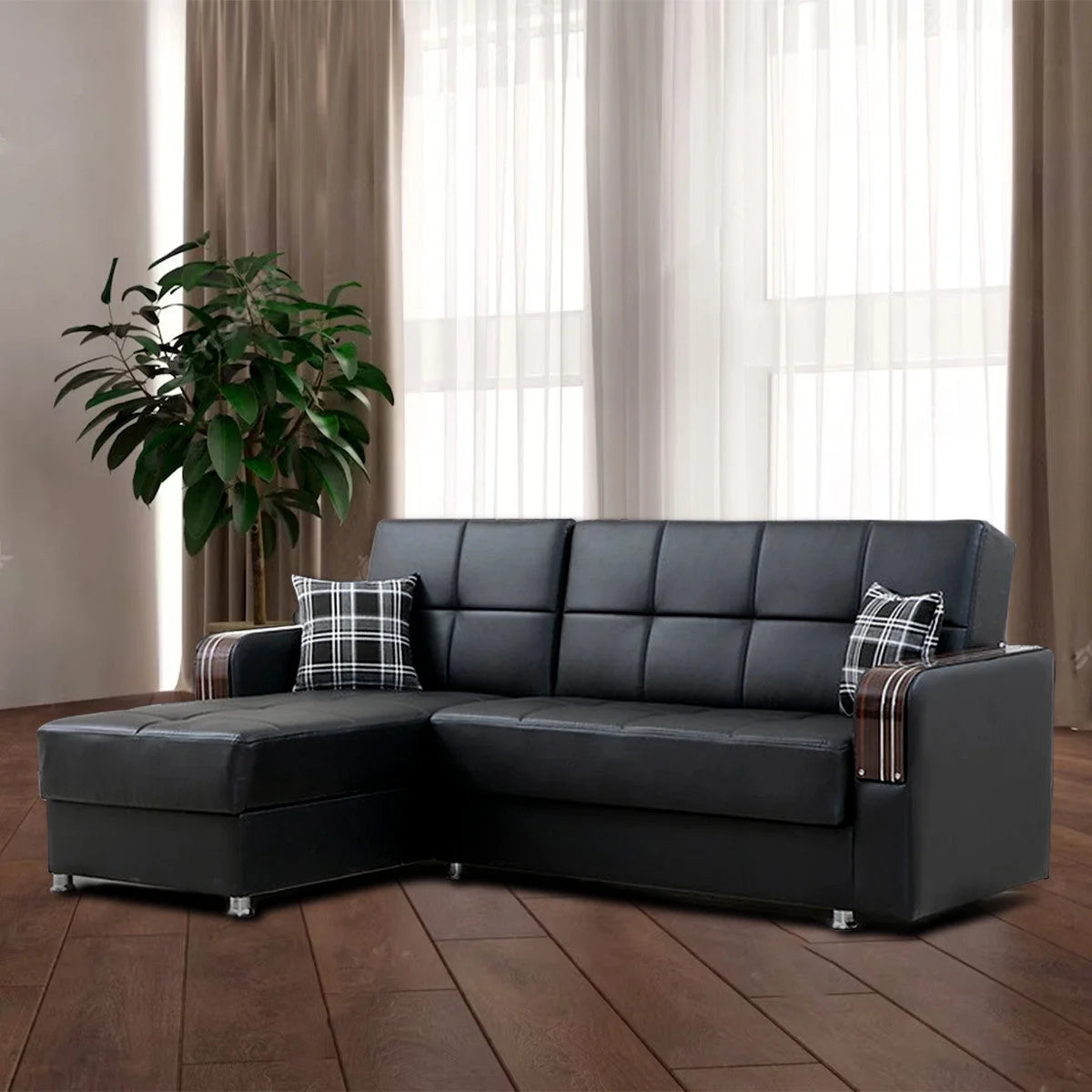 Black Reversible Sectional Sofa C27303