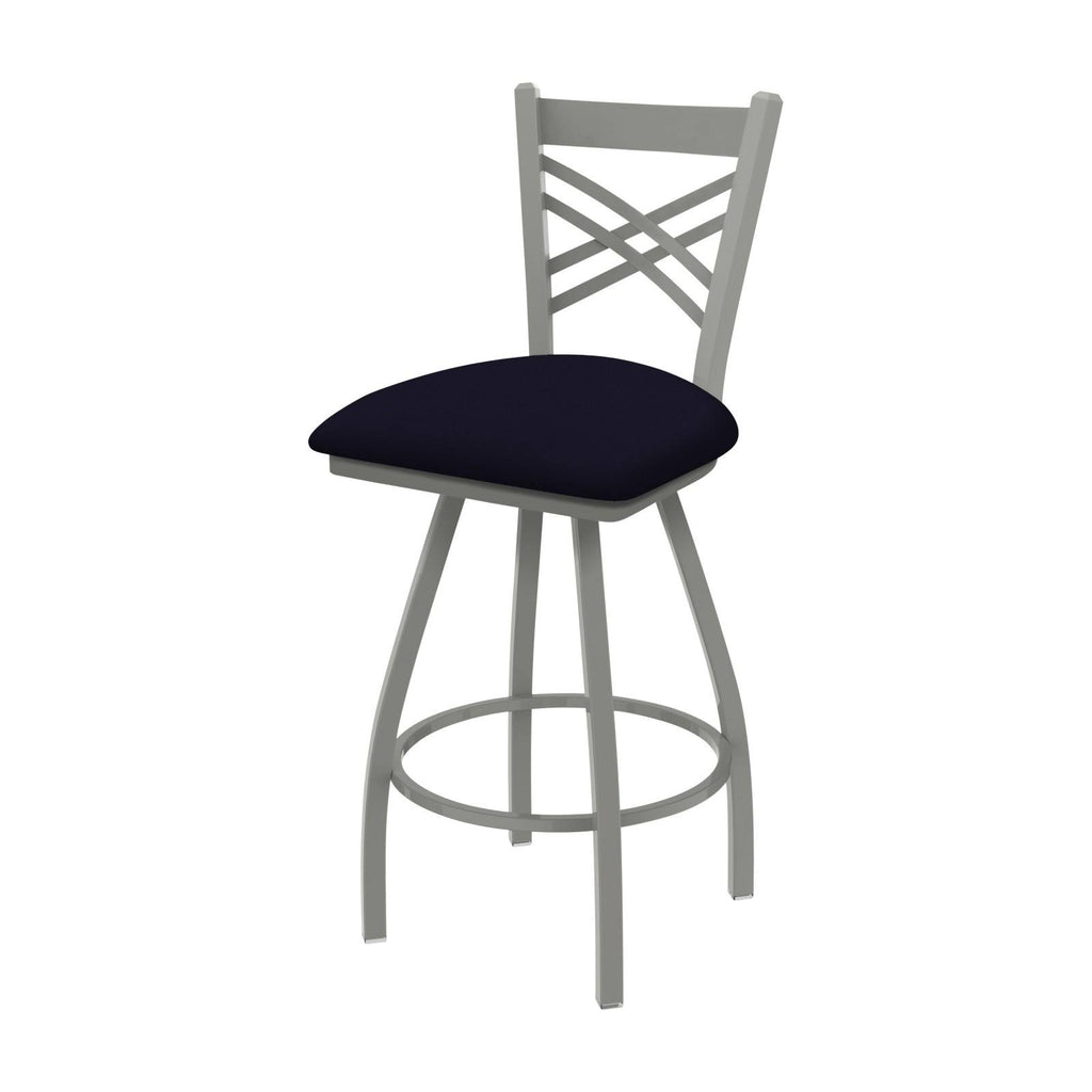 Black Wrinkle Swivel Stool with Allante Dark Blue Seat C70062