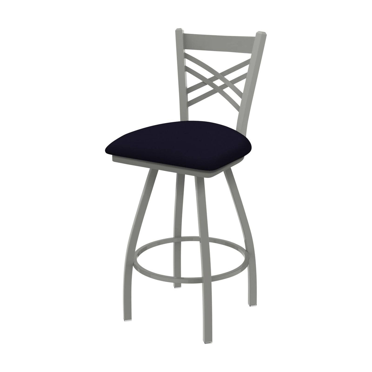 Black Wrinkle Swivel Stool with Allante Dark Blue Seat C70062