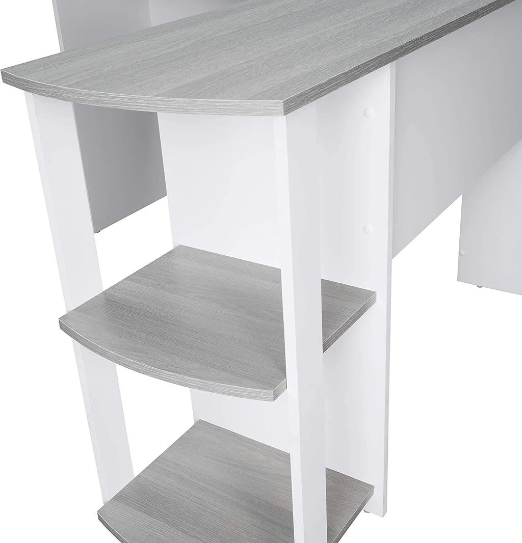 Shaped Desk with Corner Bookshelf & Side Storage Shelves Q395736