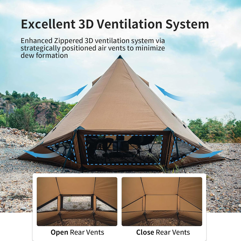 Hot Tent with Stove Jack, 3000mm Waterproof Rating, Includes Tent Poles K672178