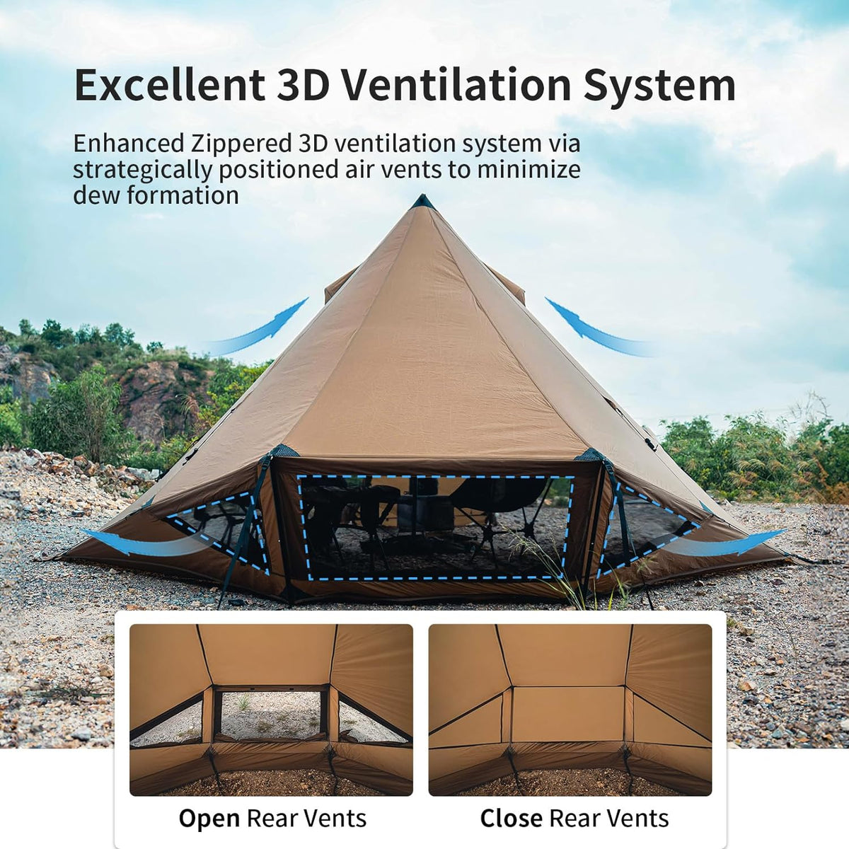 Hot Tent with Stove Jack, 3000mm Waterproof Rating, Includes Tent Poles K672178