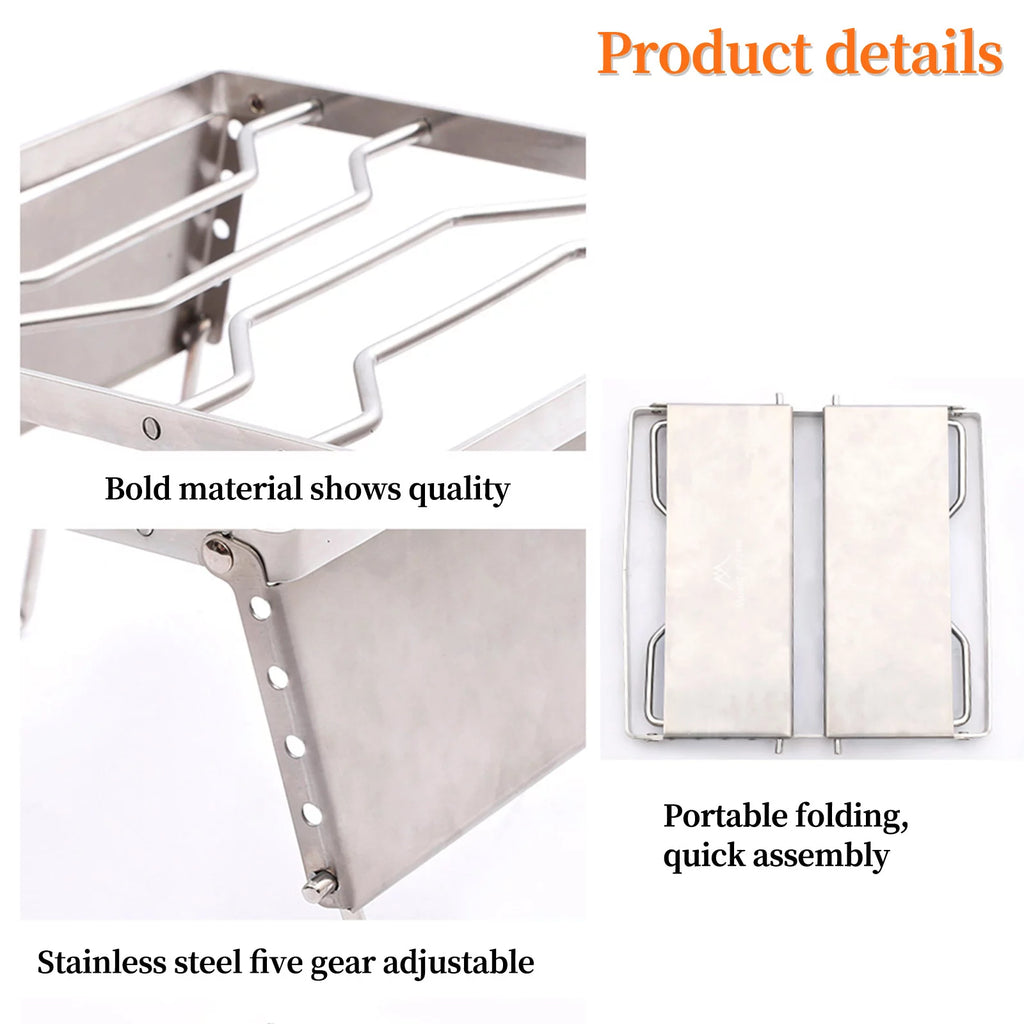 Folding Portable Charcoal BBQ Grill Stainless Steel Tabletop T949