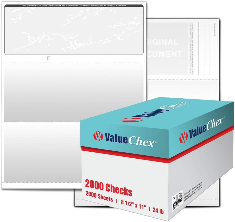 1000 Blank Business Voucher Checks J18240