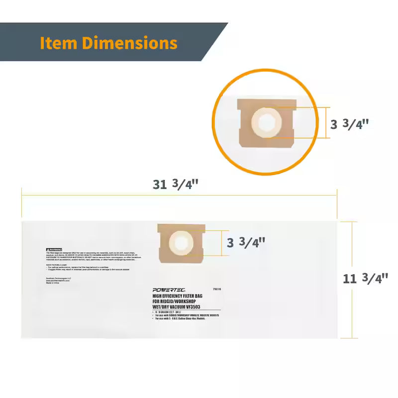 6-9 Gal. Shop Vacuum Bag 6PK L19300
