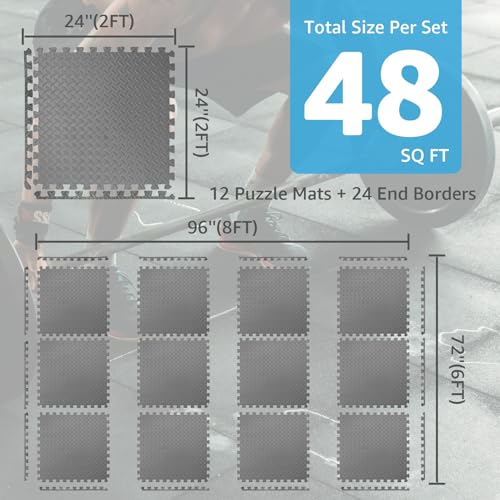 1/2” Thick Foam Interlocking Exercise Mats, Pack of 6 S13738