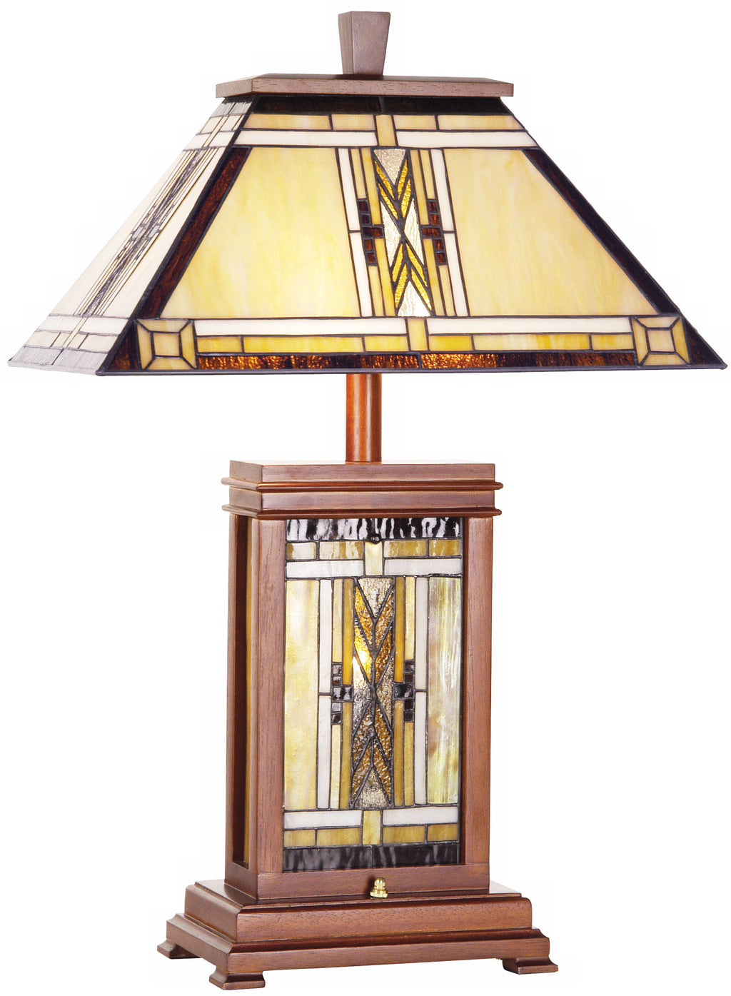 Walnut Mission Table Lamp 27" Tall Wood with Stained Art Glass Shade V954930