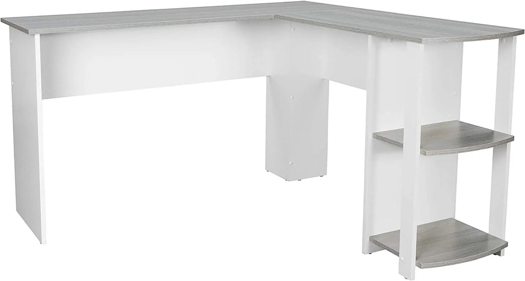 Shaped Desk with Corner Bookshelf & Side Storage Shelves Q395736