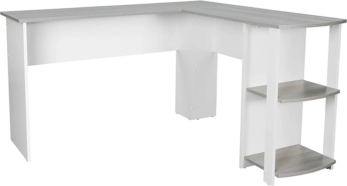 Shaped Desk with Corner Bookshelf & Side Storage Shelves Q395736