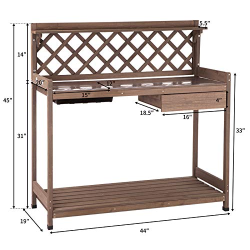Wooden Potting Bench with Sink Storage G99403