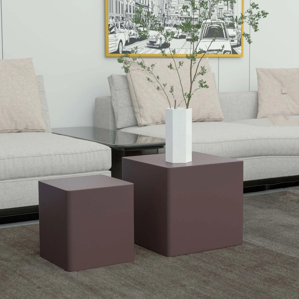 Walnut Side Table Coffee Table End Table Set of 2 R700