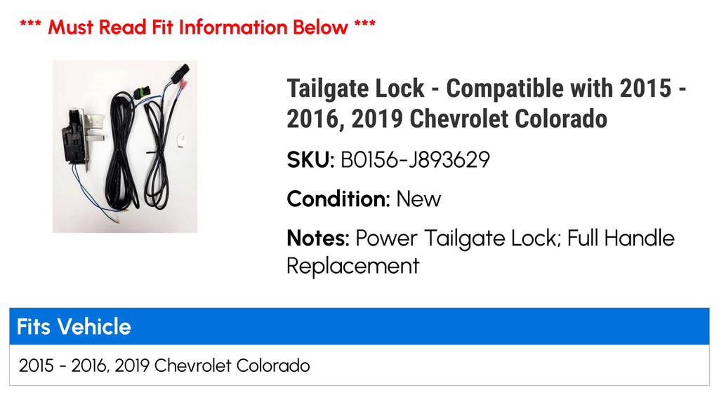 Tailgate Lock for Chevy Colorado A89474