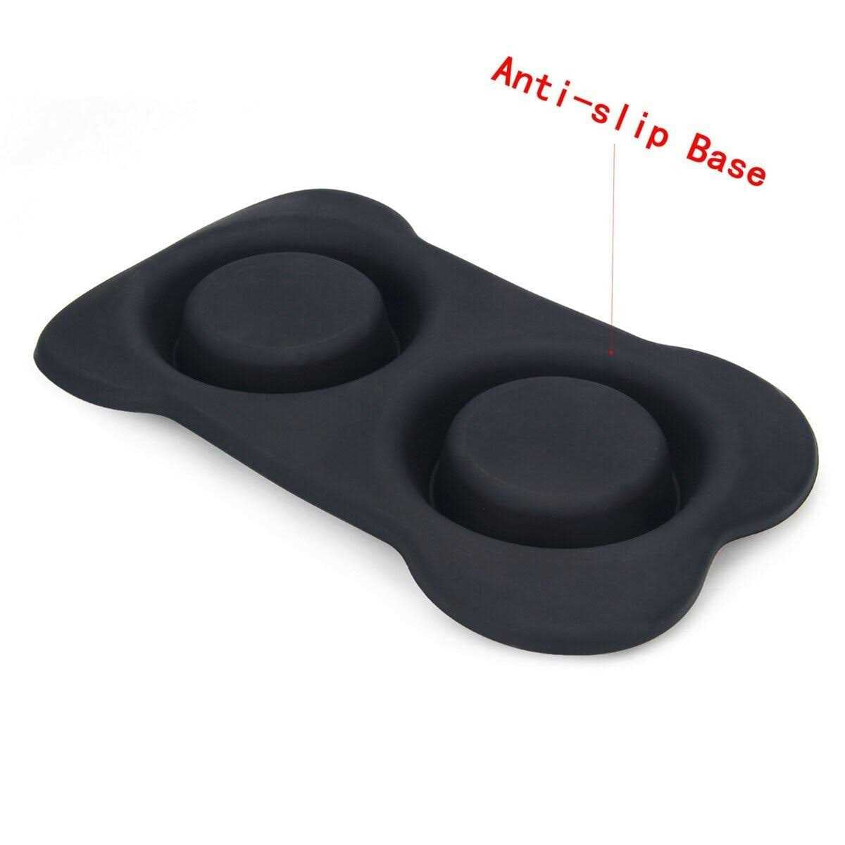 2 Stainless Steel Dog Bowl with Non-Skid Silicone Mat and Food Scoop P14246