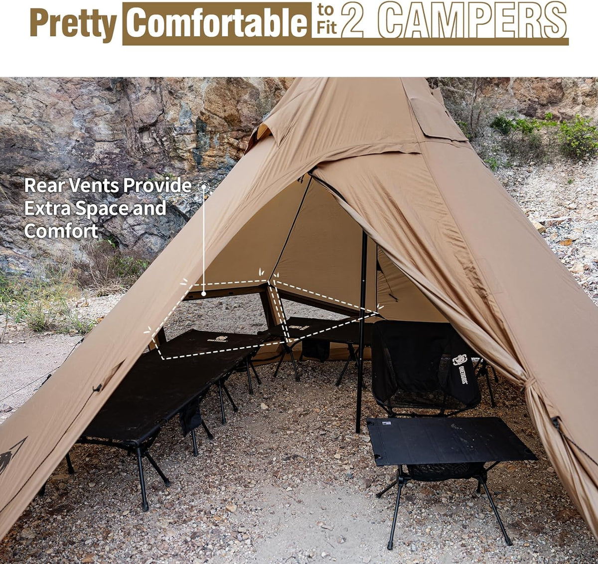 Hot Tent with Stove Jack, 3000mm Waterproof Rating, Includes Tent Poles K672178